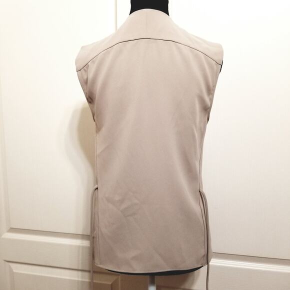 ZARA Vest Woman's Asymmetric Beige Tie Waist Closure Draped Front Layer Size S - Picture 9 of 14